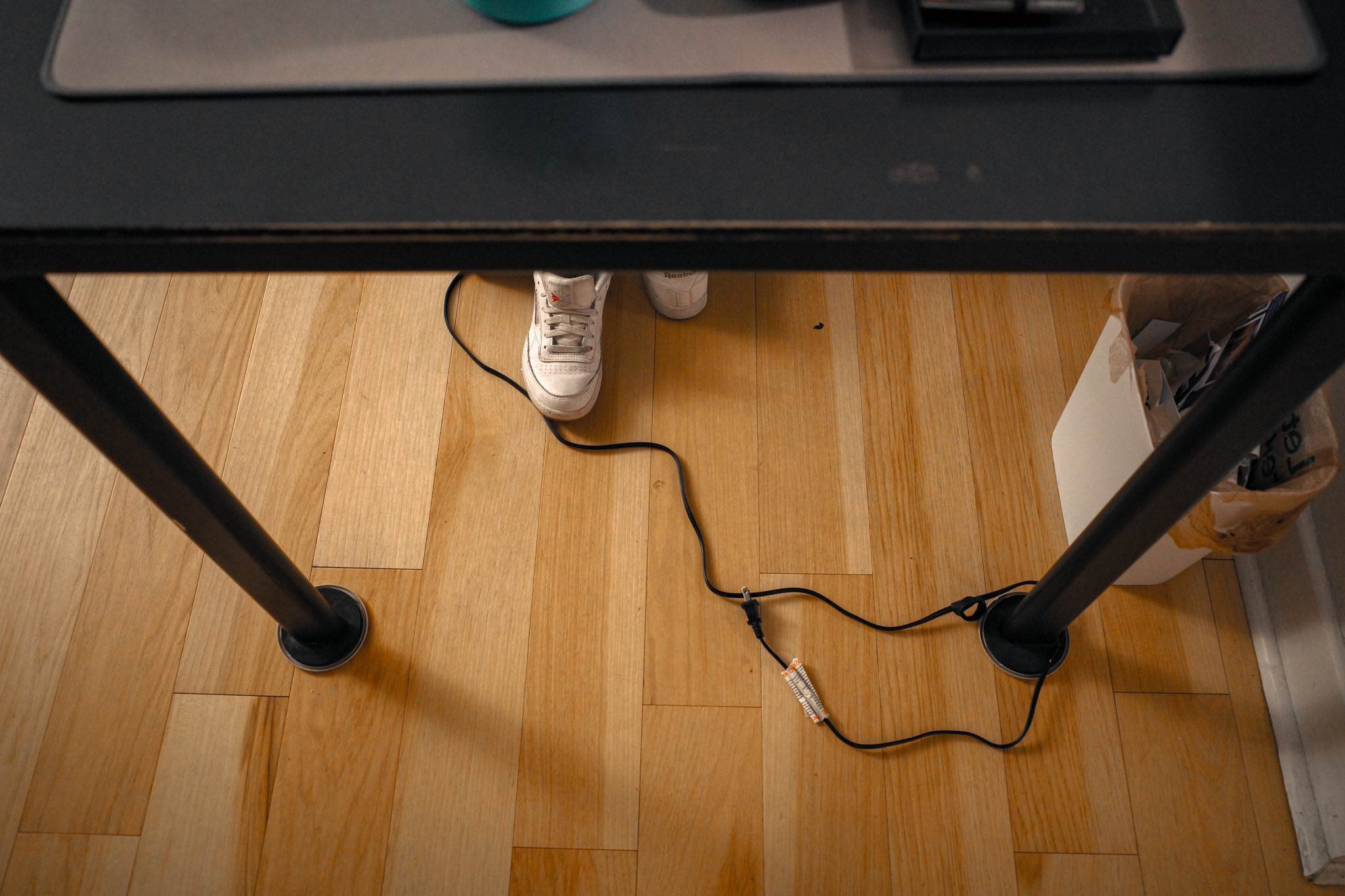 Morning shoes under the table