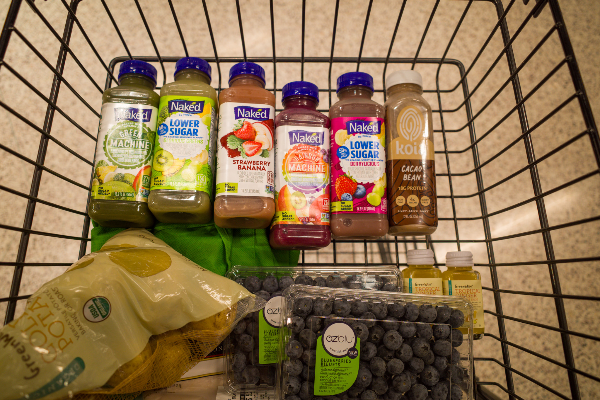 Juices in the shopping cart at Publix