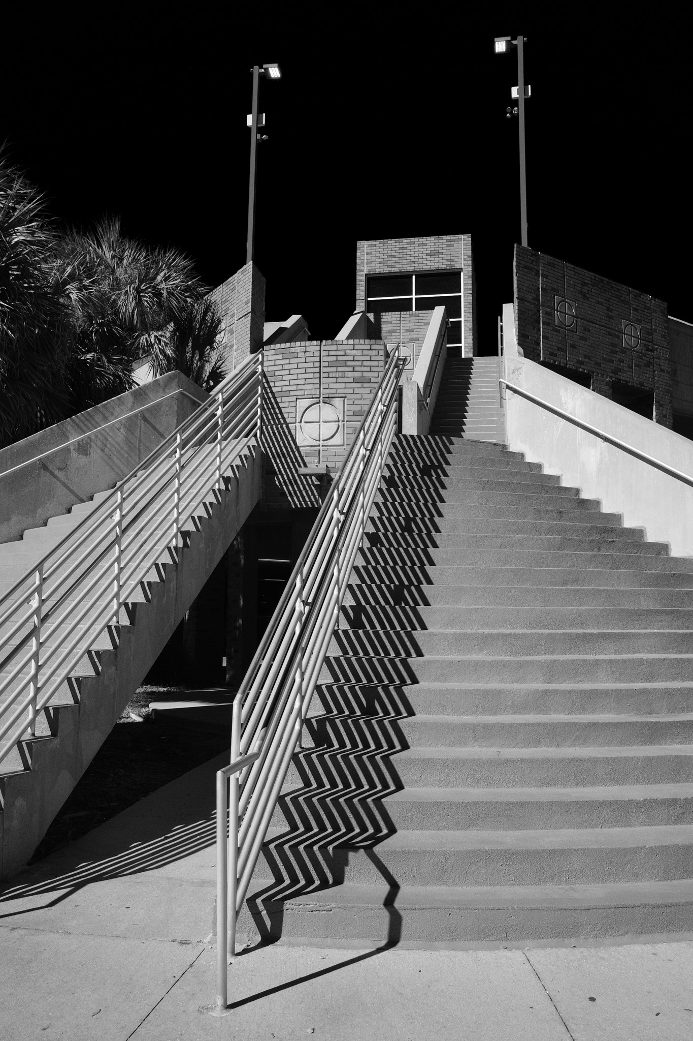 Guest garage stairs - (Ricoh's in-camera black and white high contrast filter)