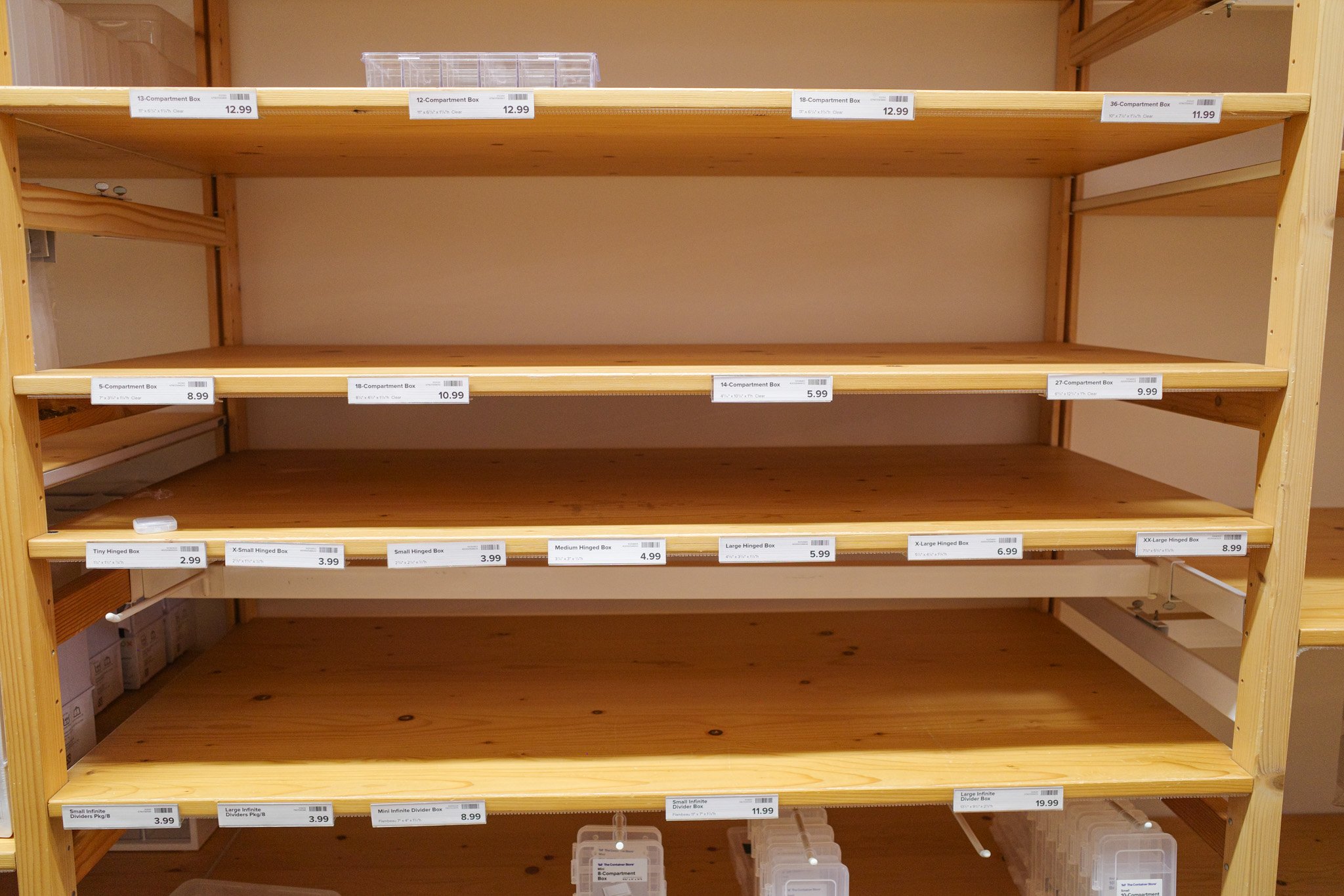 Wide shot of shelves